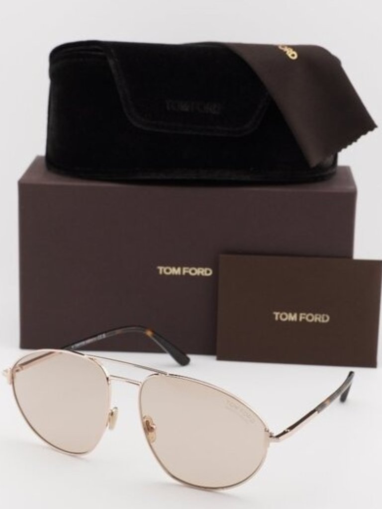 Tom Ford Ken Ft1095 28e Aviator Sunglasses - Gold/Brown
